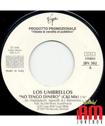 No Tengo Dinero (C&J Mix) Cosa Conta (Edit) [Los Umbrellos,...] - Vinyl 7", 45 RPM, Promo [product.brand] 1 - Shop I'm Jukebox 