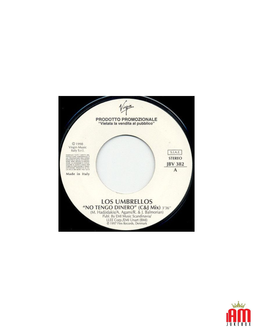 No Tengo Dinero (C&J Mix) Cosa Conta (Edit) [Los Umbrellos,...] – Vinyl 7", 45 RPM, Promo [product.brand] 1 - Shop I'm Jukebox 