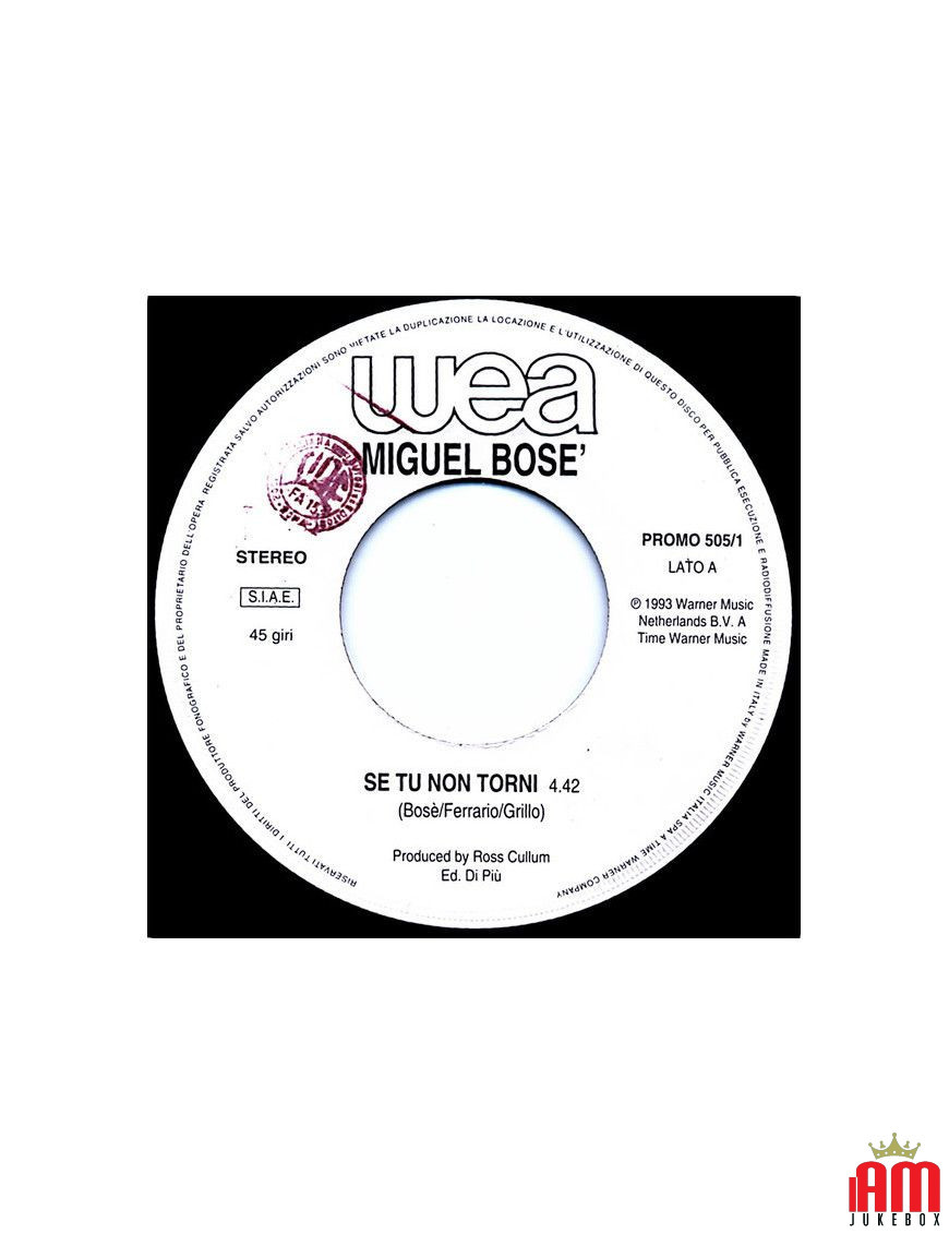 Se Tu Non Torni    I'll Stand By You  [Miguel Bosé,...] - Vinyl 7", 45 RPM, Promo