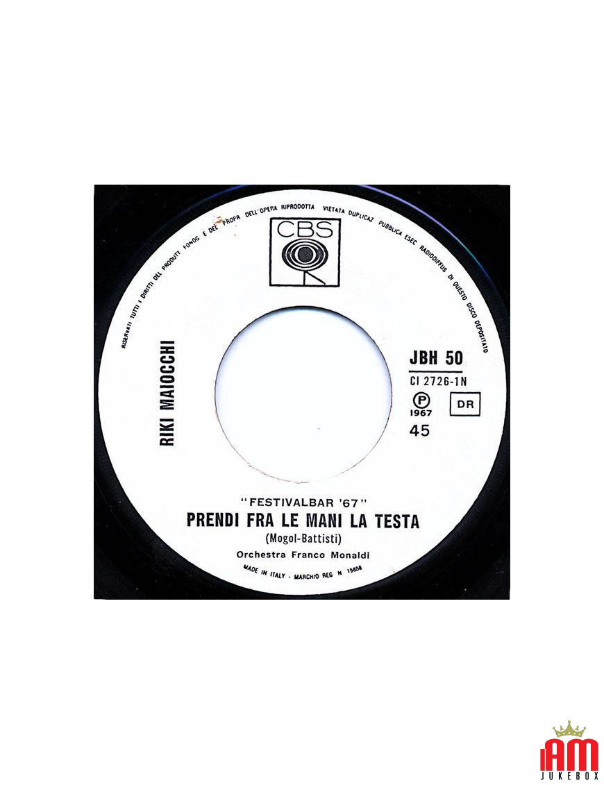 Prendi Fra Le Mani La Testa Ho Scelto Bach [Riky Maiocchi,...] - Vinyl 7", 45 RPM, Jukebox [product.brand] 1 - Shop I'm Jukebox 