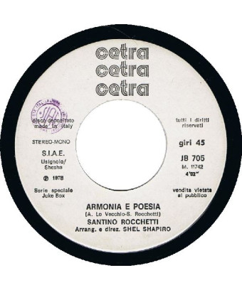 Armonia E Poesia   Domani, Domani [Santino Rocchetti,...] - Vinyl 7", 45 RPM, Jukebox