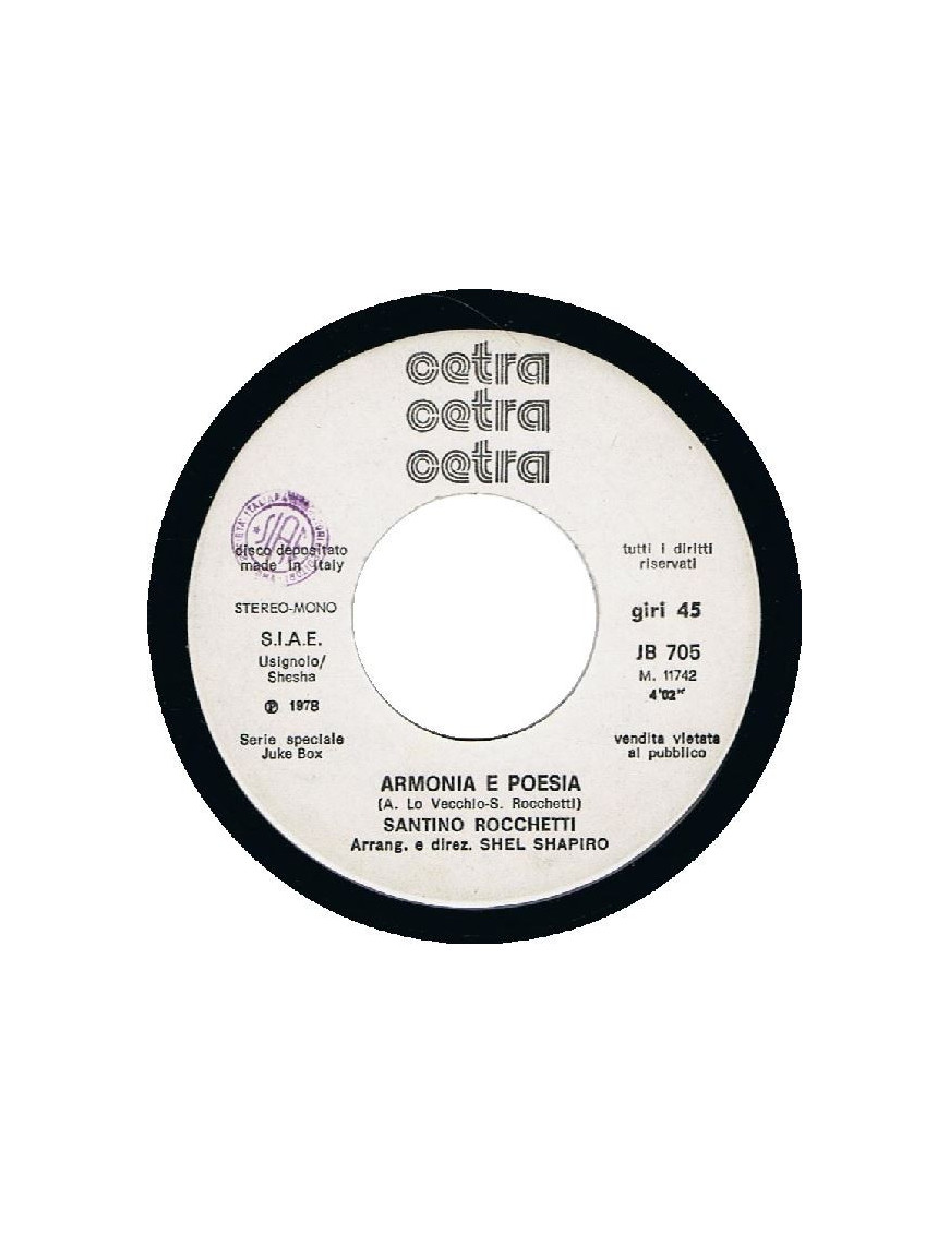 Armonia E Poesia   Domani, Domani [Santino Rocchetti,...] - Vinyl 7", 45 RPM, Jukebox