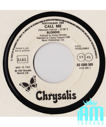 Call Me Collect The Clouds [Blondie,...] - Vinyle 7", 45 RPM, Promo [product.brand] 1 - Shop I'm Jukebox 