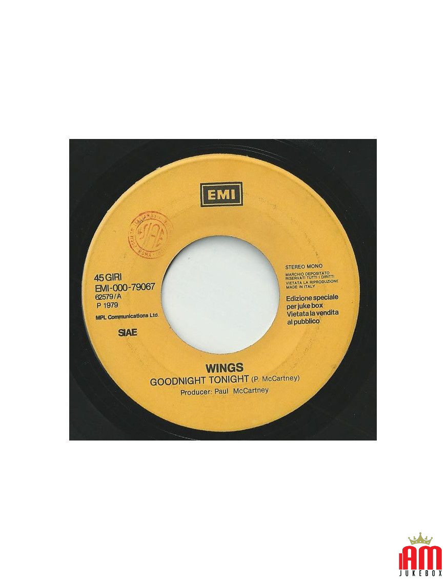 Goodnight Tonight Je So' Pazzo [Wings (2),...] – Vinyl 7", 45 RPM, Jukebox [product.brand] 1 - Shop I'm Jukebox 