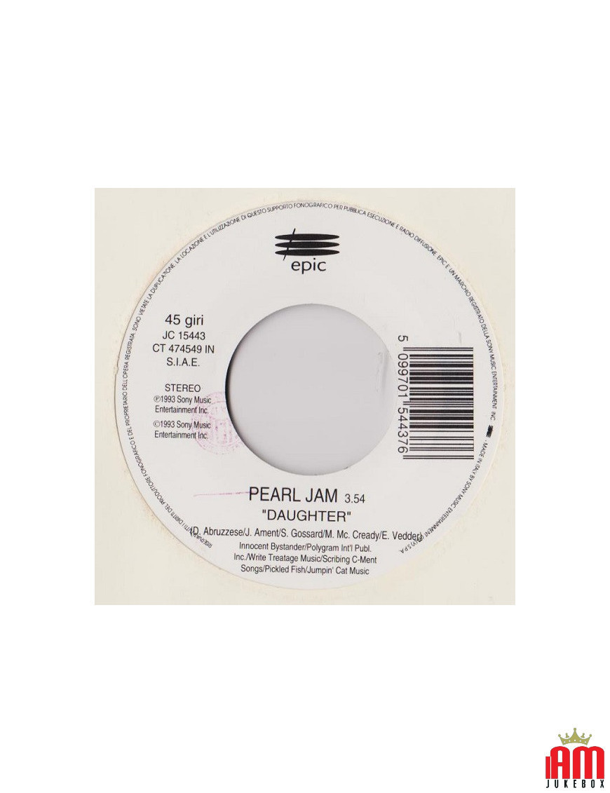 Daughter Stop Loving Me, Stop Loving You [Pearl Jam,...] - Vinyl 7", 45 RPM, Jukebox [product.brand] 1 - Shop I'm Jukebox 