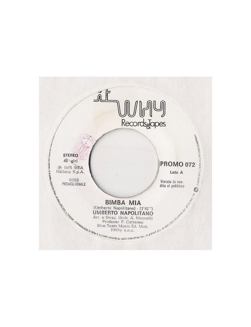 Bimba Mia   Amare [Umberto Napolitano,...] - Vinyl 7", 45 RPM, Jukebox, Promo