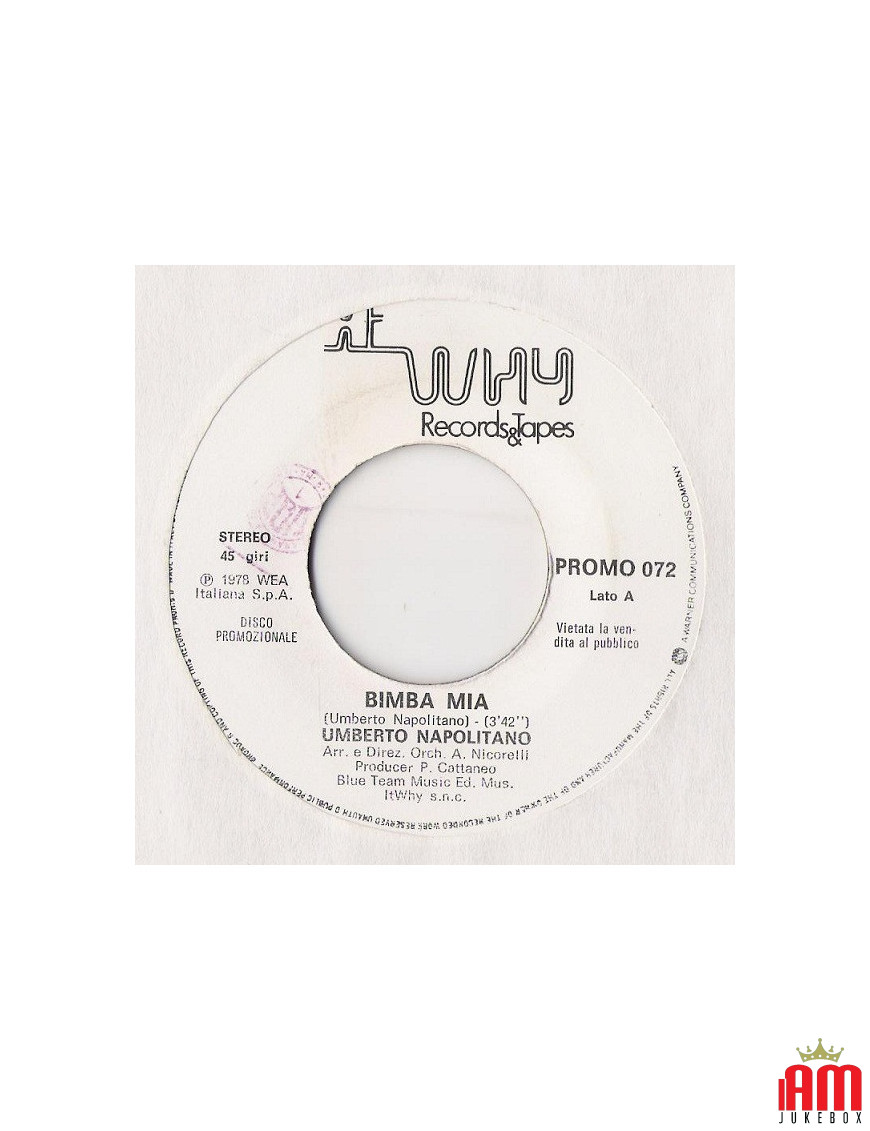 Bimba Mia Amare [Umberto Napolitano,...] - Vinyle 7", 45 RPM, Jukebox, Promo [product.brand] 1 - Shop I'm Jukebox 
