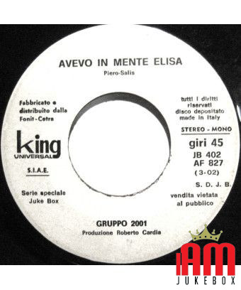 I had in mind Elisa Come Le Viole [Gruppo 2001,...] - Vinyl 7", 45 RPM, Jukebox [product.brand] 1 - Shop I'm Jukebox 