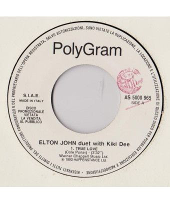 True Love Under The Same Sun [Elton John,...] - Vinyle 7", 45 RPM, Promo [product.brand] 1 - Shop I'm Jukebox 