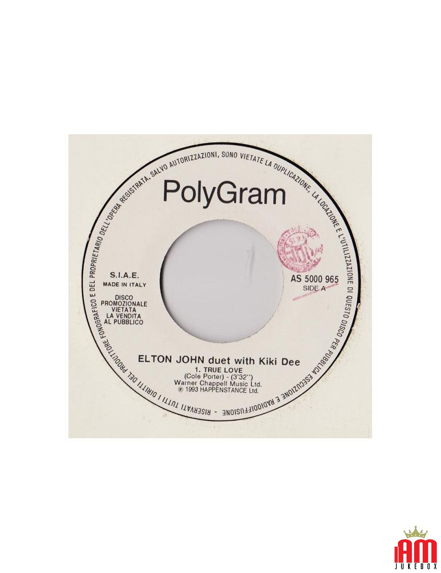 True Love Under The Same Sun [Elton John,...] - Vinyle 7", 45 RPM, Promo [product.brand] 1 - Shop I'm Jukebox 