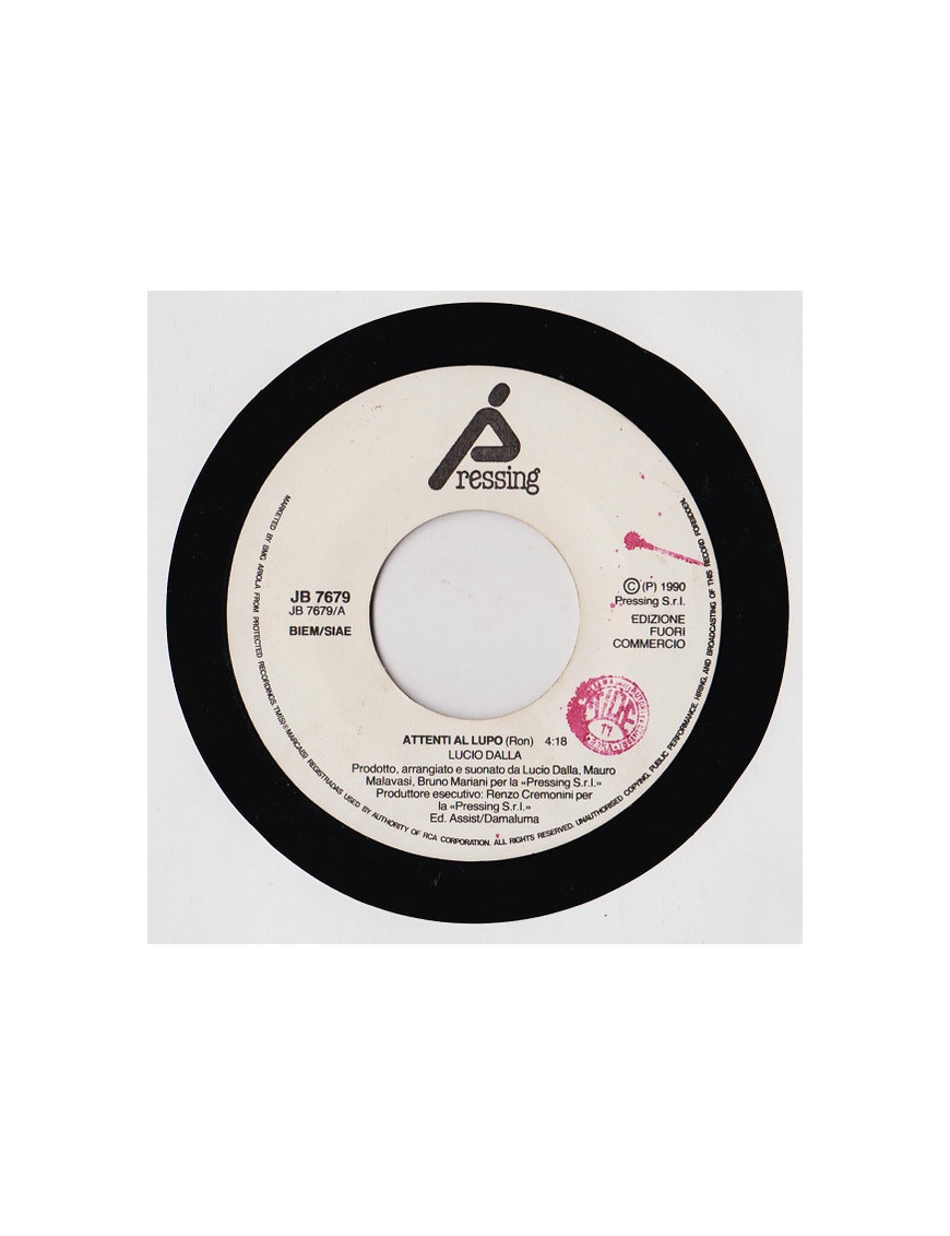 Attenti Al Lupo [Lucio Dalla] - Vinyl 7", 45 RPM, Promo