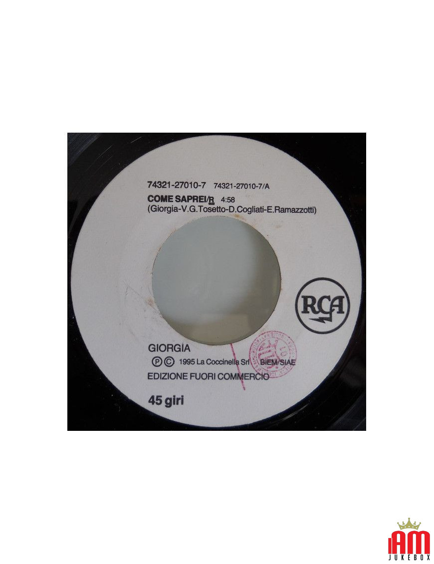 Come Saprei In Amore [Giorgia,...] - Vinyle 7", 45 RPM, Promo [product.brand] 1 - Shop I'm Jukebox 