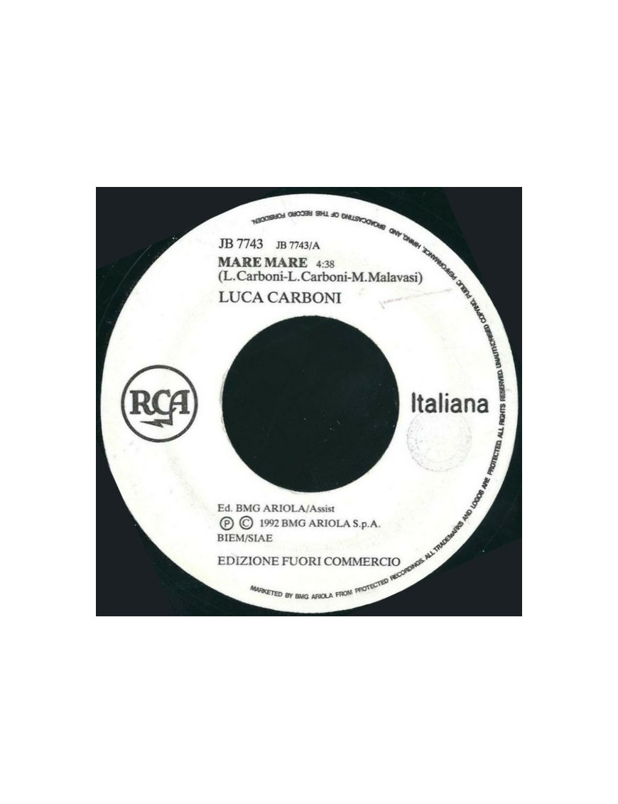 Mare Mare It's My Life [Luca Carboni,...] – Vinyl 7", 45 RPM, Promo [product.brand] 1 - Shop I'm Jukebox 