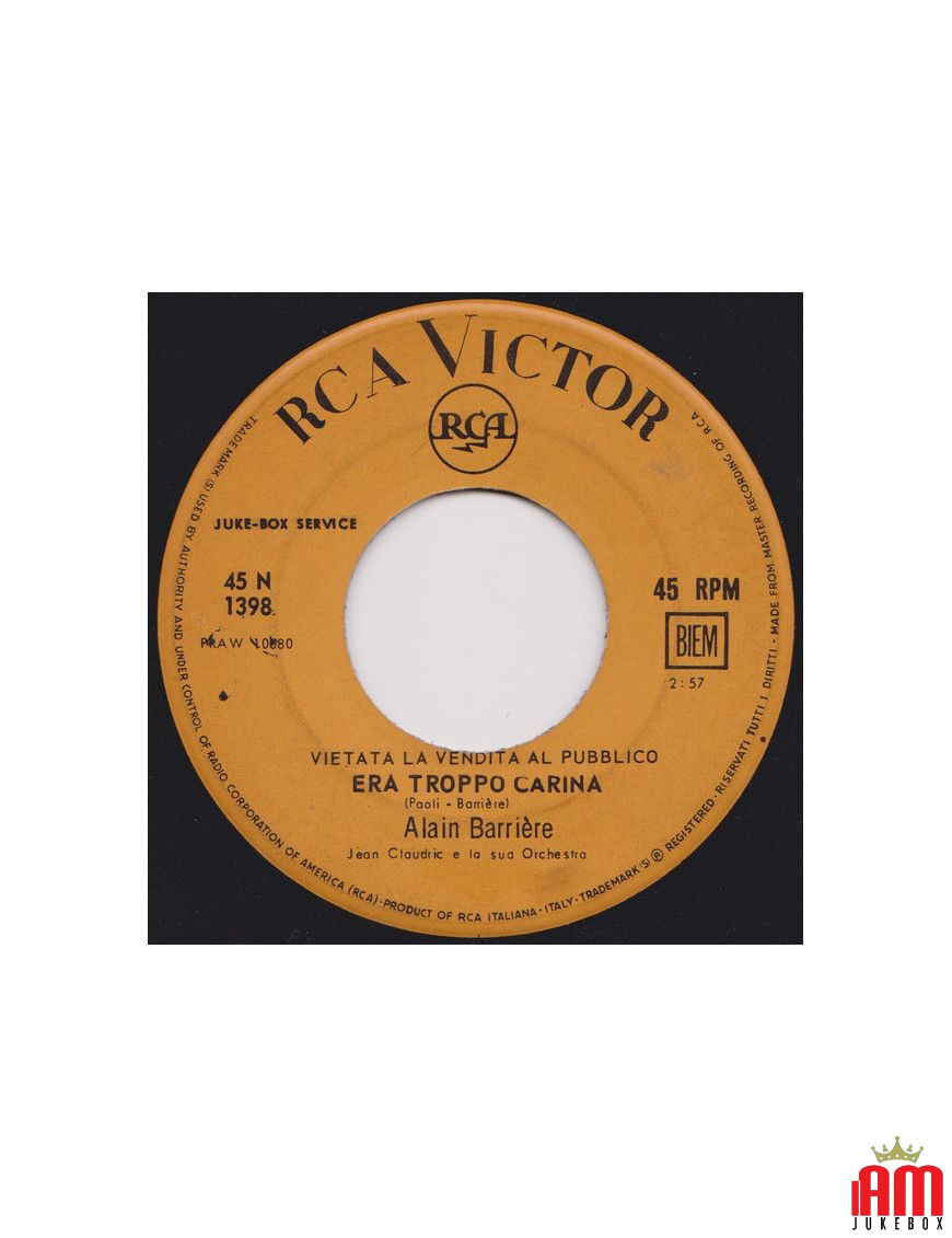 She Was Too Pretty [Alain Barrière] – Vinyl 7", 45 RPM, Jukebox [product.brand] 1 - Shop I'm Jukebox 