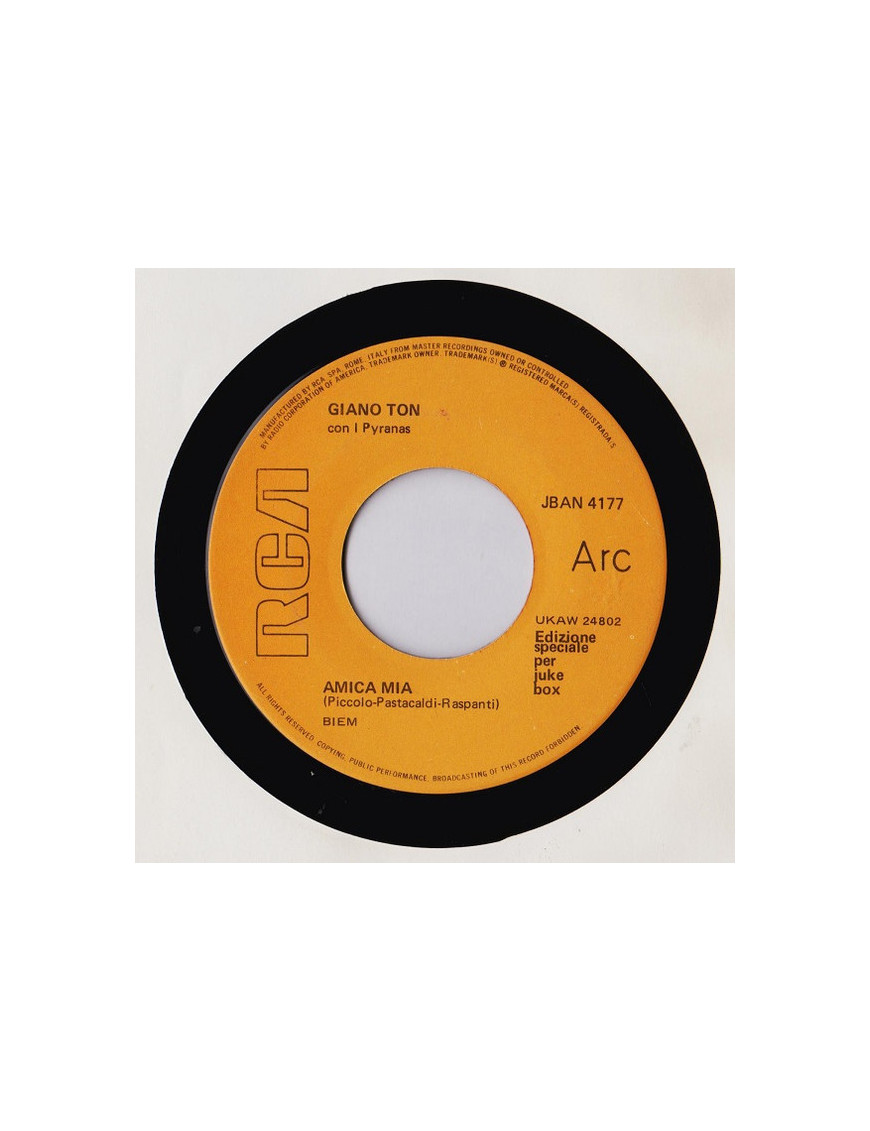 Amica Mia [Giano Ton] – Vinyl 7", 45 RPM, Jukebox, Mono [product.brand] 1 - Shop I'm Jukebox 