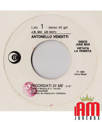 Remember Me [Antonello Venditti] – Vinyl 7", 45 RPM, Jukebox, Stereo [product.brand] 1 - Shop I'm Jukebox 