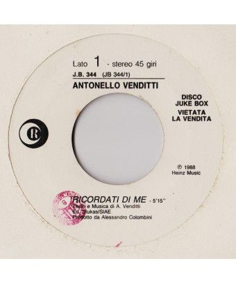 Remember Me [Antonello Venditti] - Vinyle 7", 45 tours, Jukebox, Stéréo [product.brand] 1 - Shop I'm Jukebox 