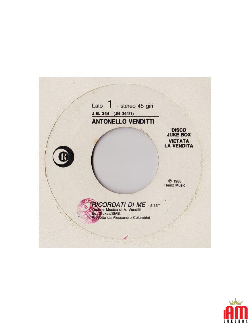 Remember Me [Antonello Venditti] - Vinyle 7", 45 tours, Jukebox, Stéréo [product.brand] 1 - Shop I'm Jukebox 