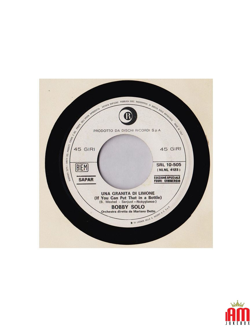 Una Granita Di Limone If You Can Put That In A Bottle [Bobby Solo] - Vinyl 7", 45 RPM, Promo [product.brand] 1 - Shop I'm Jukebo