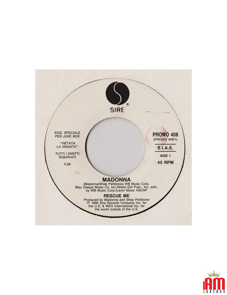 Rescue Me Crazy [Madonna,...] - Vinyl 7", 45 RPM, Jukebox [product.brand] 1 - Shop I'm Jukebox 