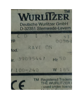 Wurlitzer rave on jukebox 60 CD