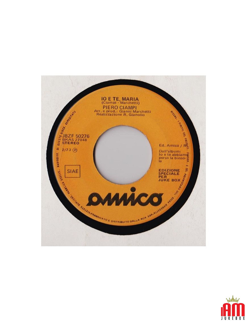 Io E Te, Maria [Piero Ciampi] – Vinyl 7", 45 RPM, Jukebox, Stereo [product.brand] 1 - Shop I'm Jukebox 