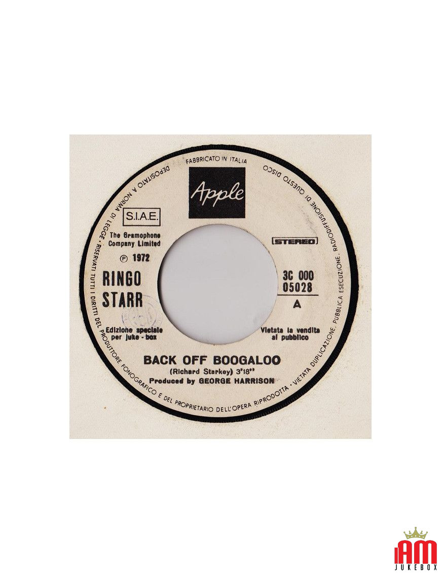 Back Off Boogaloo [Ringo Starr] - Vinyle 7", 45 tr/min, Jukebox, Stéréo [product.brand] 1 - Shop I'm Jukebox 