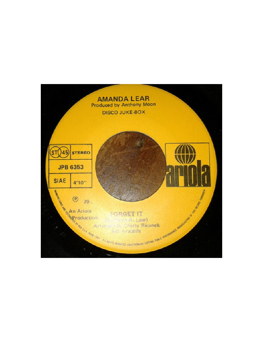 Forget It   Canzone Per Susy [Amanda Lear,...] - Vinyl 7", 45 RPM, Jukebox, Stereo