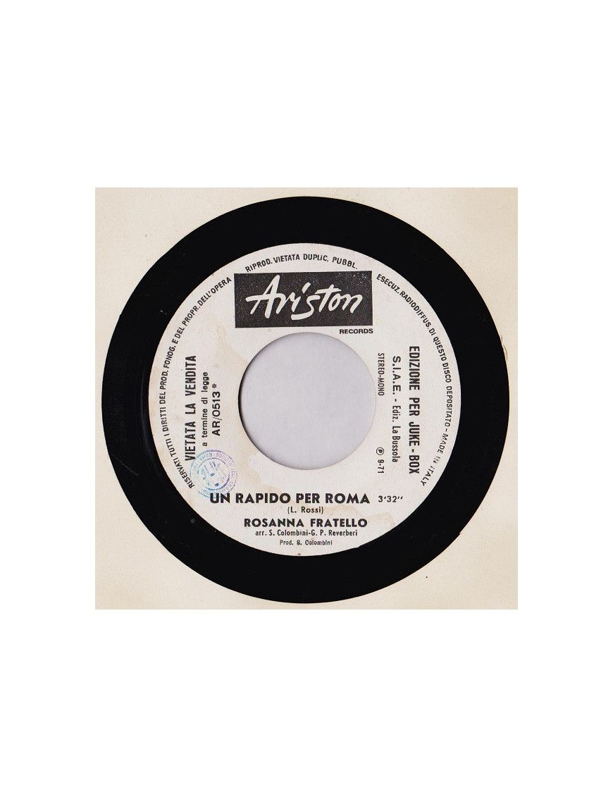 Tomorrow Is Another Day (The Wonders You Perform) A Rapido Per Roma [Ornella Vanoni,...] - Vinyl 7", 45 RPM, Jukebox [product.br