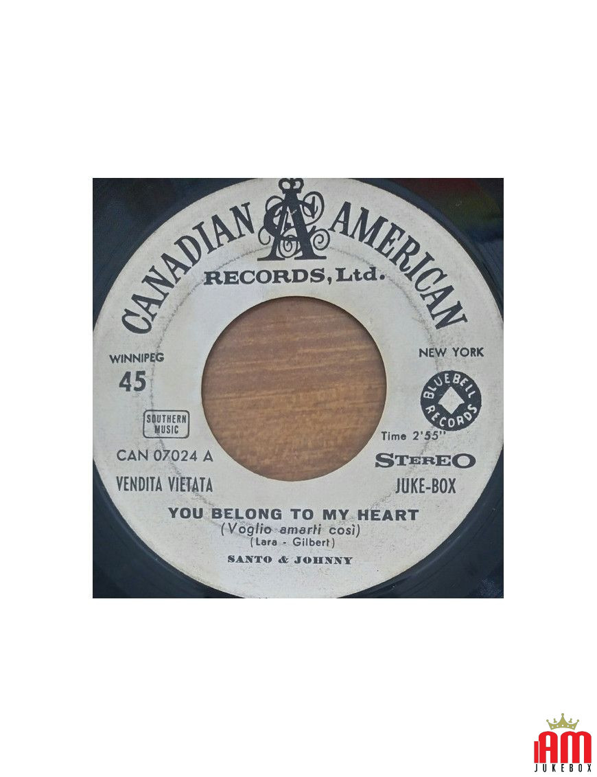 You Belong To My Heart Anema E Core [Santo & Johnny] – Vinyl 7", 45 RPM, Jukebox, Stereo [product.brand] 1 - Shop I'm Jukebox 