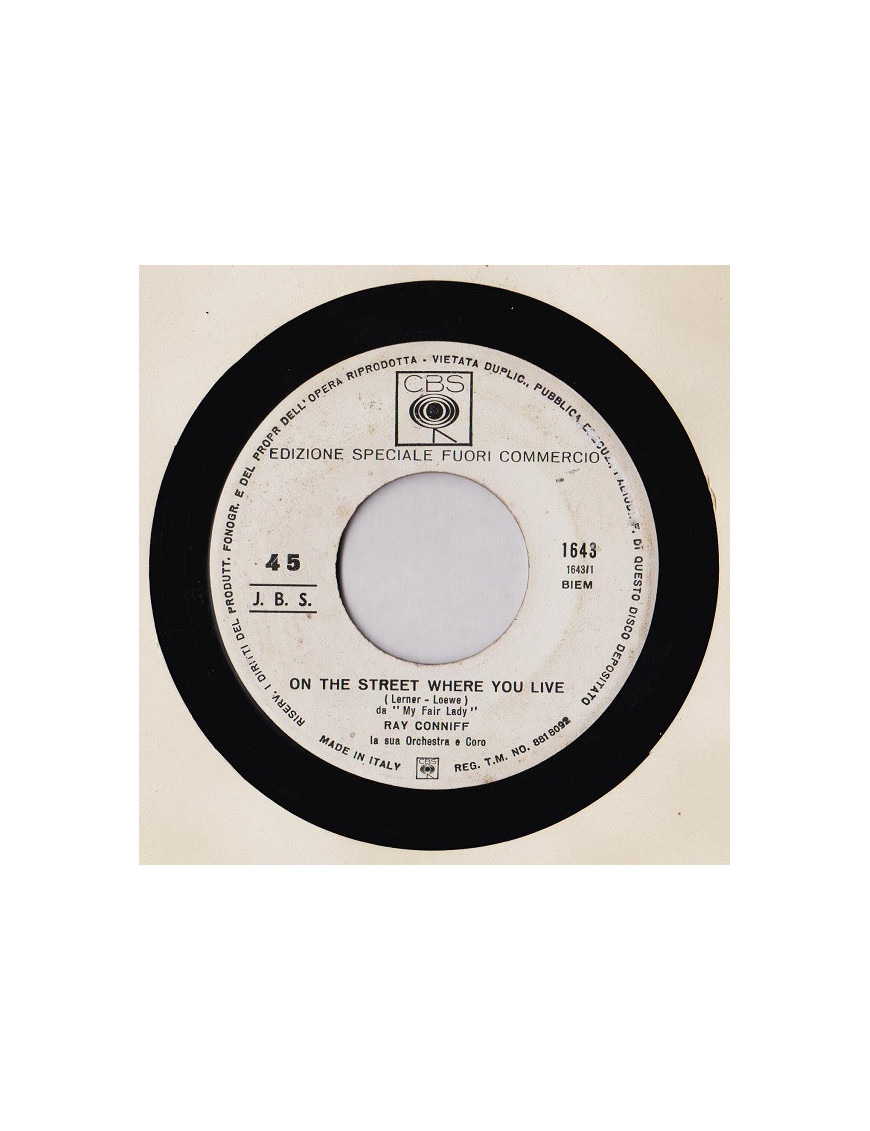 On The Street Where You Live [Ray Conniff And His Orchestra & Chorus] - Vinyl 7", 45 RPM, Promo