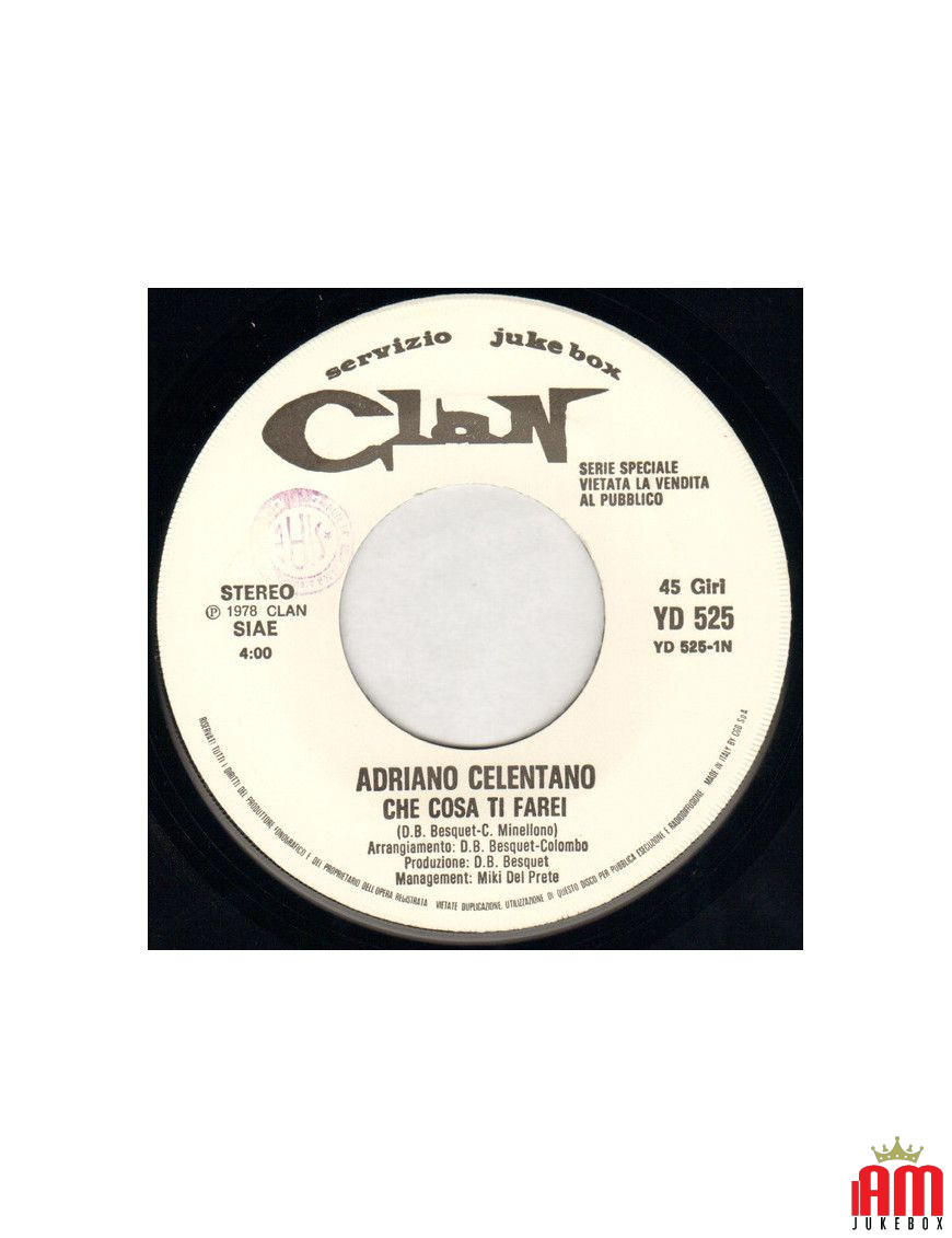 Che Cosa Ti Farei [Adriano Celentano] - Vinyl 7", 45 RPM, Jukebox [product.brand] 1 - Shop I'm Jukebox 