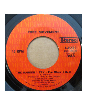 The Harder I Try (The Bluer I Get)   Comin' Home [Free Movement] - Vinyl 7", 45 RPM, Styrene