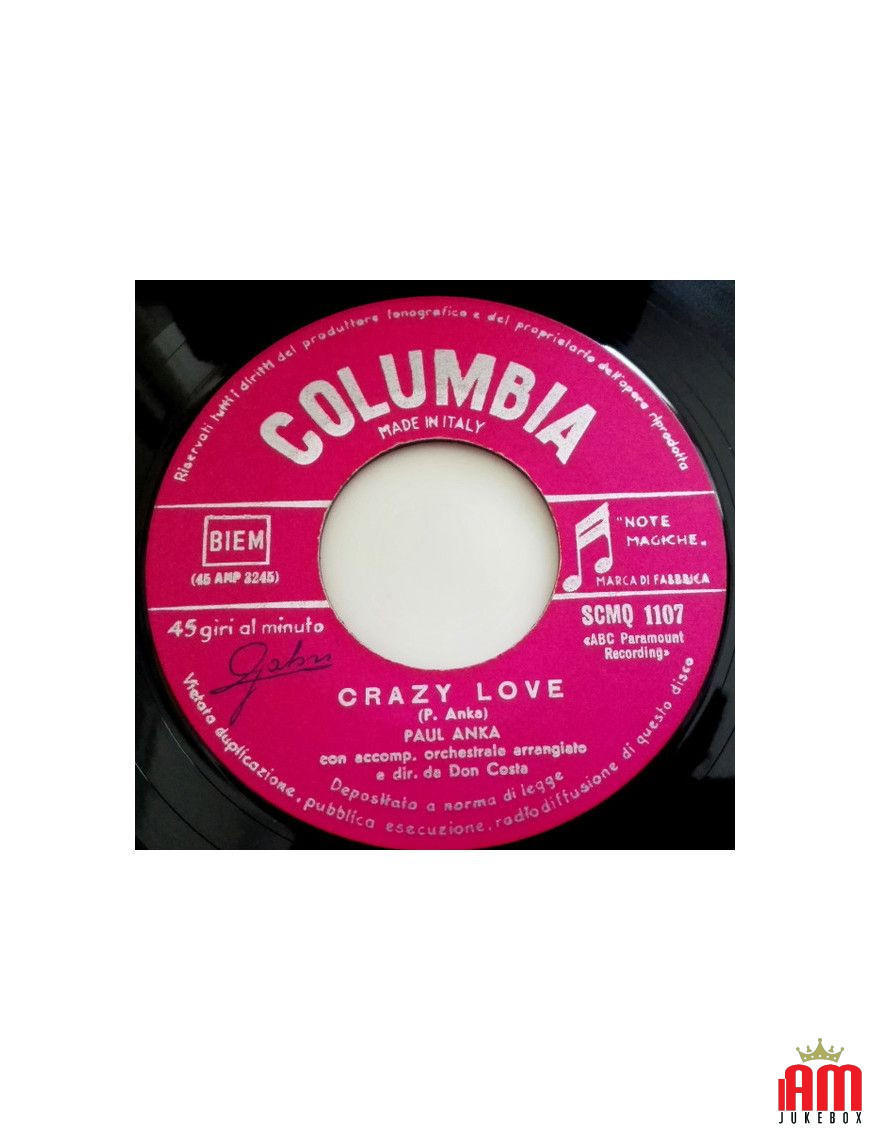 Crazy Love [Paul Anka] – Vinyl 7", 45 RPM [product.brand] 1 - Shop I'm Jukebox 