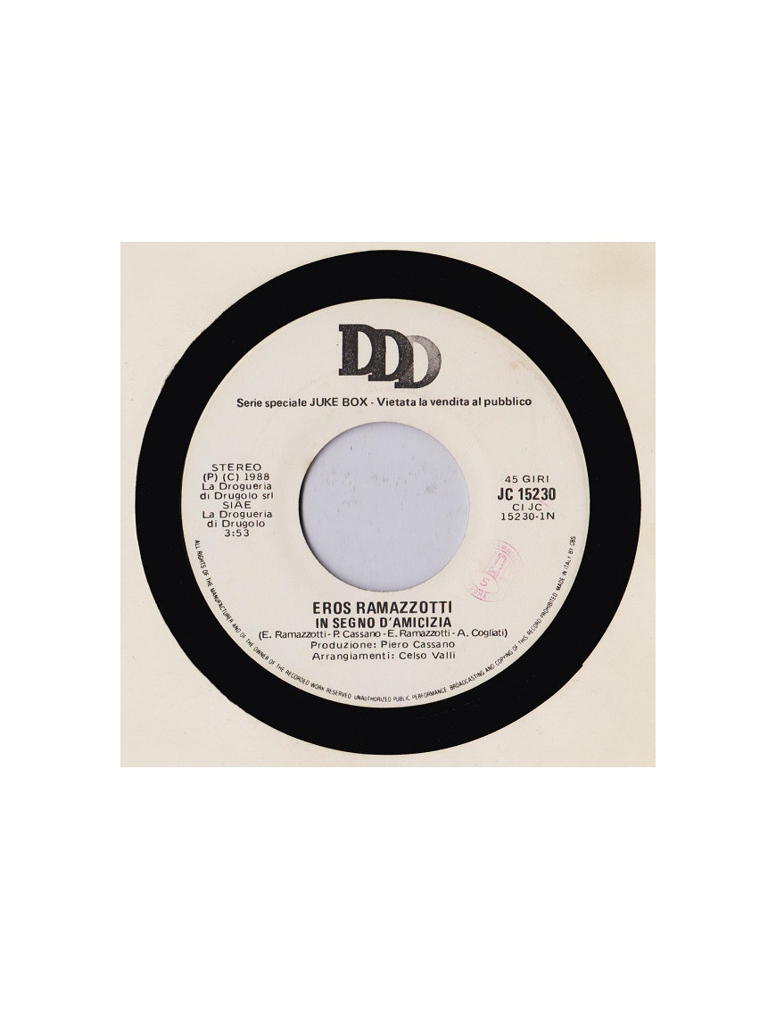 In Segno D'Amicizia   La Mia Banda Suona Il Rock [Eros Ramazzotti,...] - Vinyl 7", 45 RPM, Jukebox