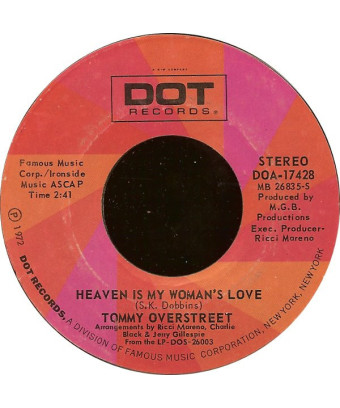 Heaven Is My Woman's Love [Tommy Overstreet] - Vinyl 7", 45 RPM, Styrene [product.brand] 1 - Shop I'm Jukebox 