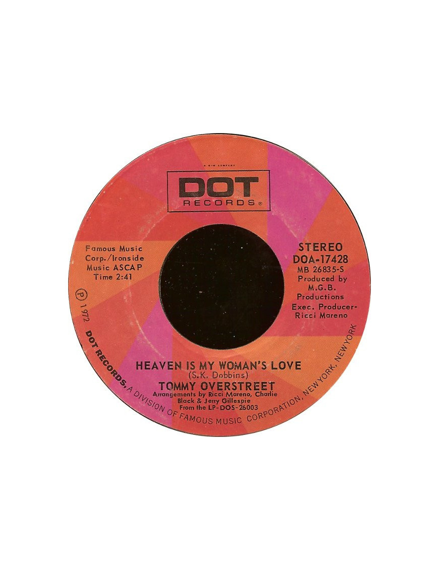 Heaven Is My Woman's Love [Tommy Overstreet] – Vinyl 7", 45 RPM, Styrol [product.brand] 1 - Shop I'm Jukebox 