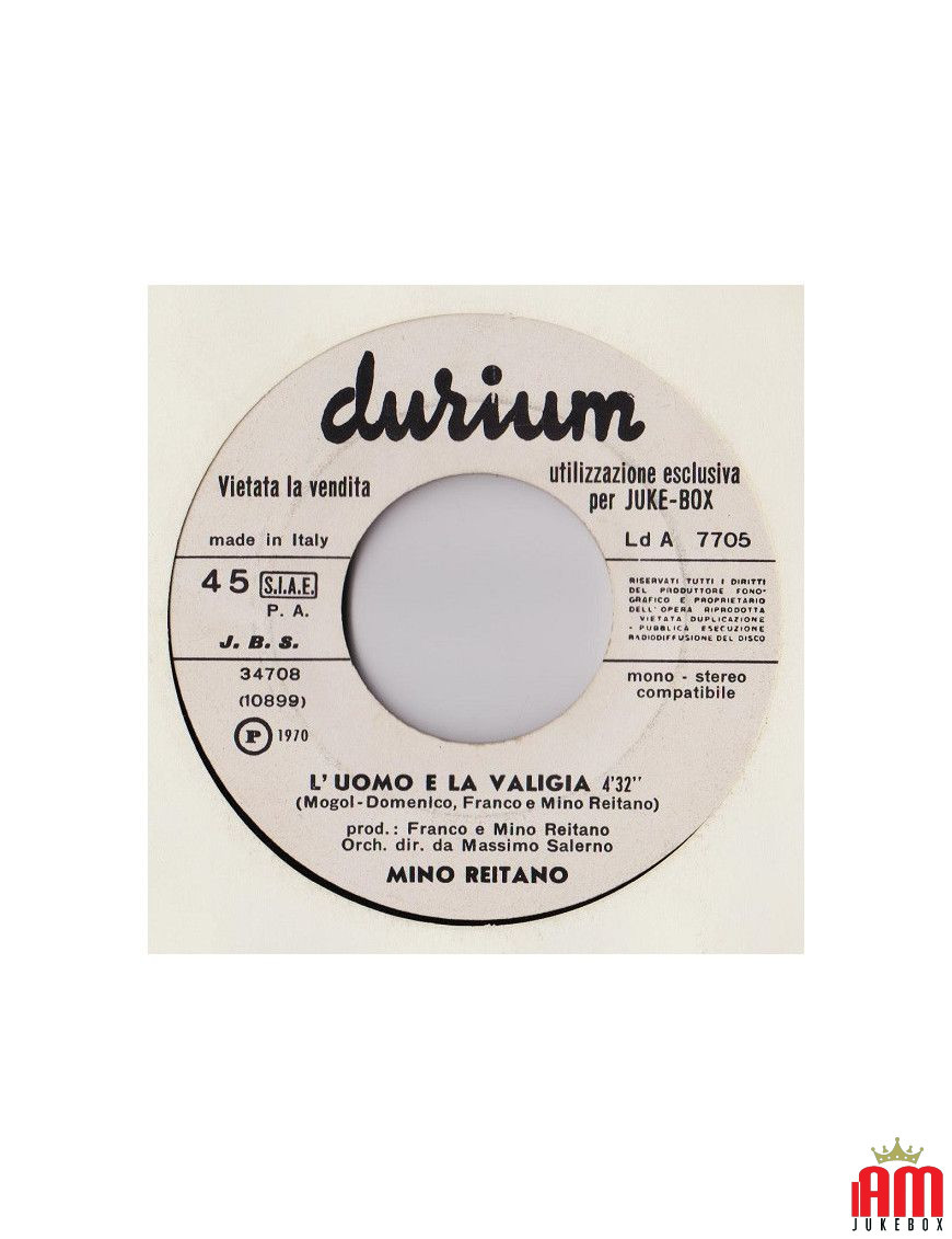 L'Uomo E La Valigia [Mino Reitano] - Vinyl 7", 45 RPM, Jukebox [product.brand] 1 - Shop I'm Jukebox 