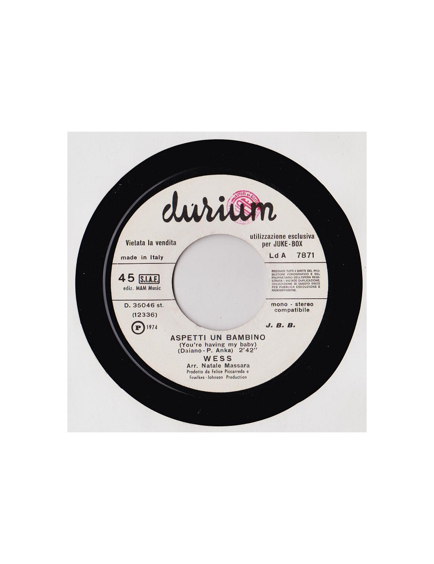 Aspetti Un Bambino Quella Notte Chicago Morì [Wess Johnson,...] - Vinyl 7", 45 RPM, Jukebox [product.brand] 1 - Shop I'm Jukebox