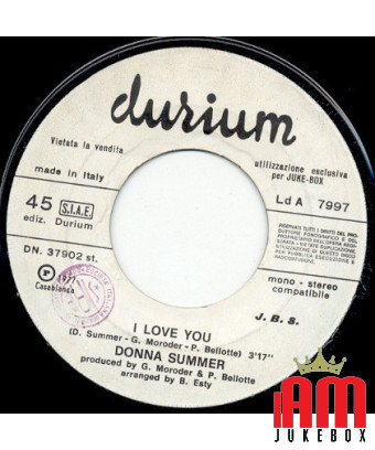 I Love You [Donna Summer] – Vinyl 7", 45 RPM, Jukebox [product.brand] 1 - Shop I'm Jukebox 