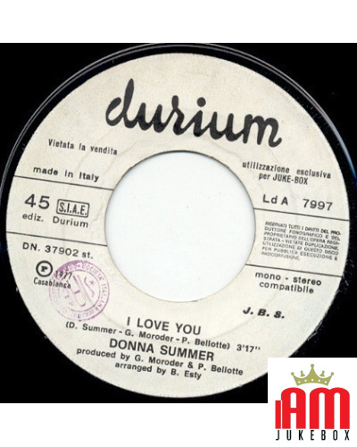 I Love You [Donna Summer] - Vinyl 7", 45 RPM, Jukebox [product.brand] 1 - Shop I'm Jukebox 