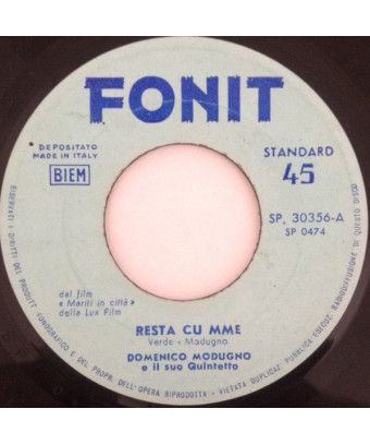 Resta Cu Mme 'O Ccafè [Domenico Modugno E Il Suo Quintetto,...] - Vinyl 7", 45 RPM, Single [product.brand] 1 - Shop I'm Jukebox 