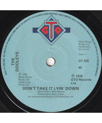 Don't Take It Lyin' Down [The Dooleys] – Vinyl 7", 45 RPM, Single