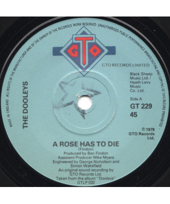 Eine Rose muss sterben [The Dooleys] – Vinyl 7", 45 RPM, Single [product.brand] 1 - Shop I'm Jukebox 