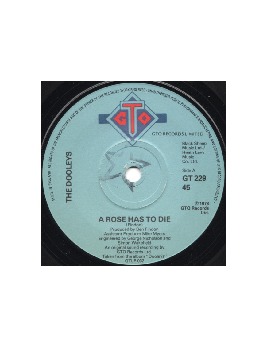A Rose Has To Die [The Dooleys] - Vinyle 7", 45 tours, Single