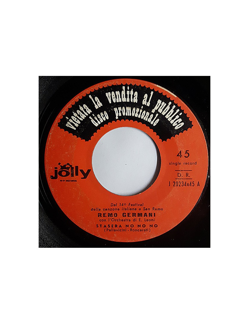 Stasera No No No [Remo Germani] - Vinyl 7", 45 RPM, Single, Promo [product.brand] 1 - Shop I'm Jukebox 