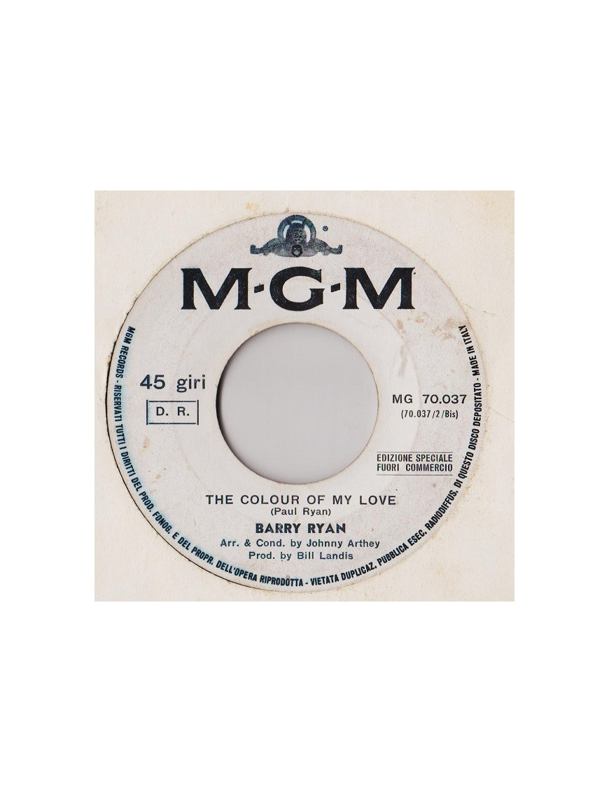 The Colour Of My Love   Dici   Dizzy [Barry Ryan,...] - Vinyl 7", 45 RPM, Promo