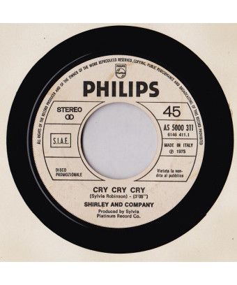 Cry Cry Cry Sorry [Shirley & Company,...] - Vinyl 7", 45 RPM, Promo [product.brand] 1 - Shop I'm Jukebox 