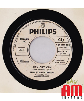 Cry Cry Cry Sorry [Shirley & Company,...] - Vinyle 7", 45 RPM, Promo [product.brand] 1 - Shop I'm Jukebox 