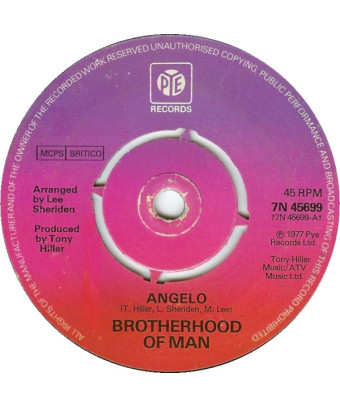 Angelo [Brotherhood Of Man] - Vinyle 7", 45 tours, single [product.brand] 1 - Shop I'm Jukebox 